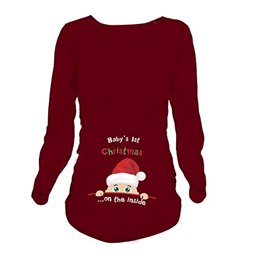 Camiseta de maternidad de Navidad para mujer,...
