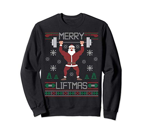 Merry Liftmas Ugly Christmas Sweater Santa Claus...
