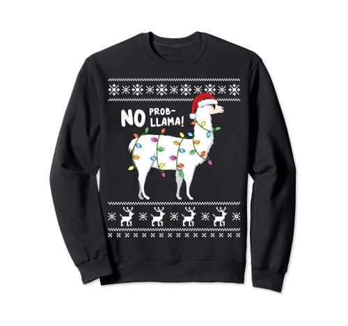 Funny Christmas Shirt No ProbLlama Ugly Christmas...