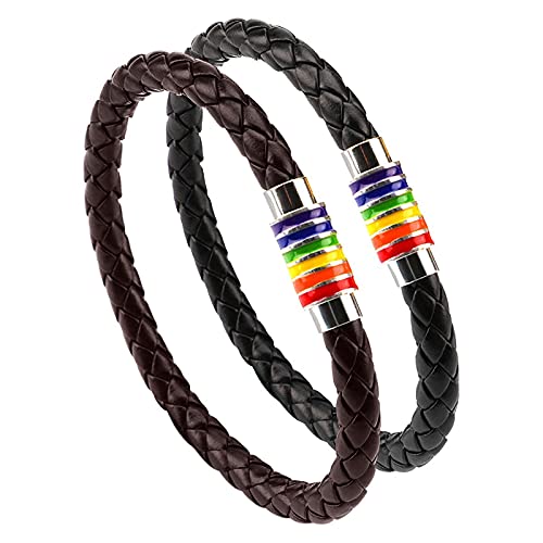 PHOGARY Pulsera Gay Pride Rainbow Bracelet (2pcs,...