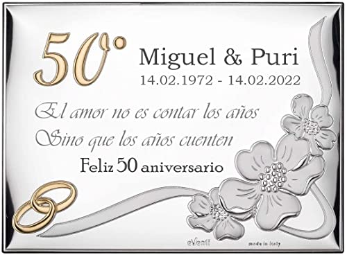 Placa 50 Aniversario 13x18 Personalizada Bodas de...