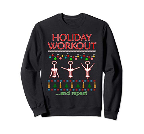Holiday Workout Wine Ugly Christmas Sweater...
