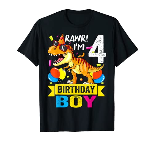 Rawr I'm 4th Birthday Boy Dinosaurio T-rex 4 Años...