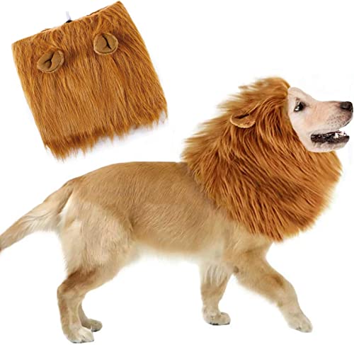 LATRAT Melena de león para perros, peluca con...