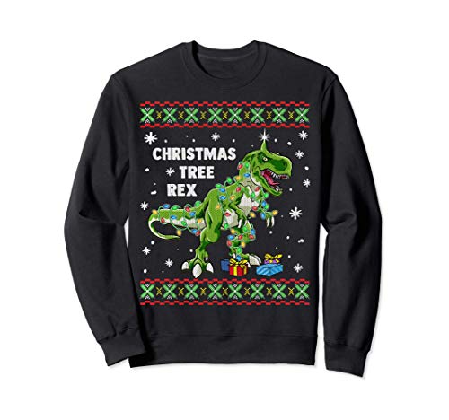 Christmas Tree Rex Dinosaur Ugly Sweater Kid Men...