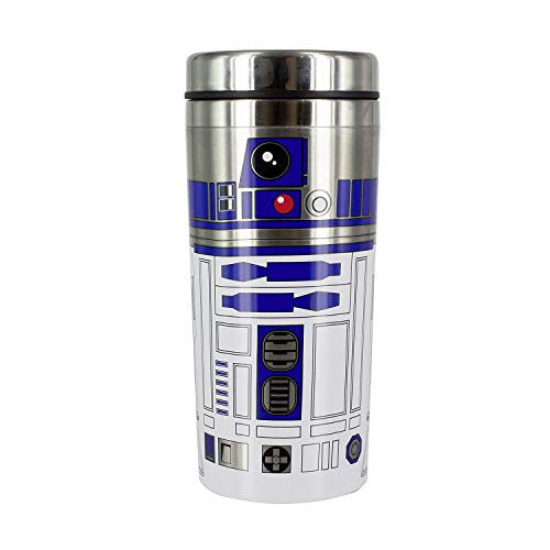 Paladone- R2-D2 Taza de viaje de acero cepillado...