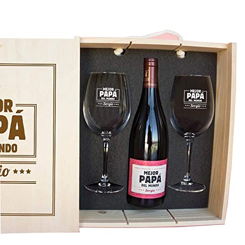 Kit con Botella de Vino + Copas de Vino + Caja de...