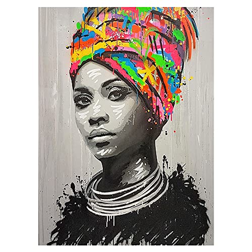 Redondo Pintura Diamantes Mujer Africana 40x50 cm...