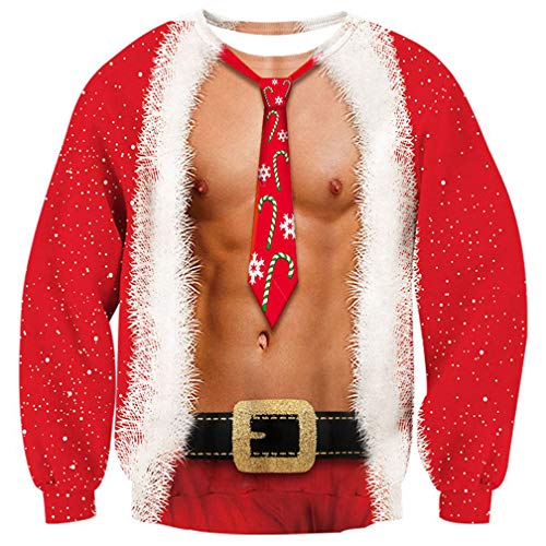 Goodstoworld Jersey Navidad 3D Rojo Ugly Christmas...