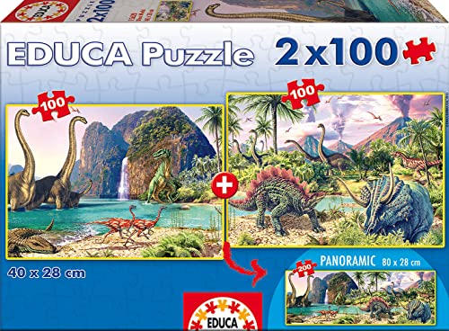 Educa - Dino World. Set de 2 Puzzles con 100...