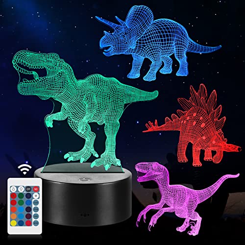 CENOVE 3D Dinosaurio Luz de noche, 4 Paquete...