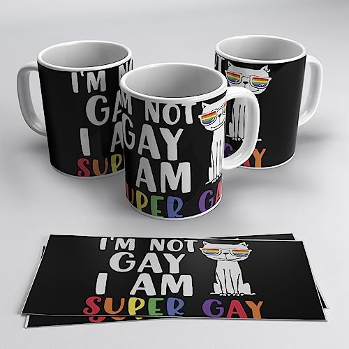 Taza LGTBI + conla frase: 'I'm not gay, i'm SUPER...