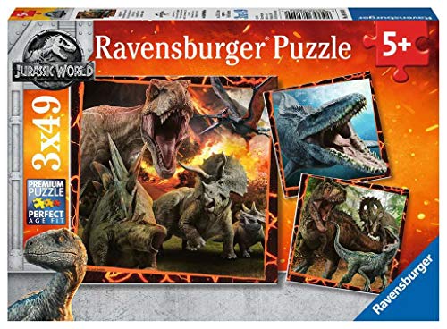 Ravensburger - Puzzle 3 x 49, Jurassic World...