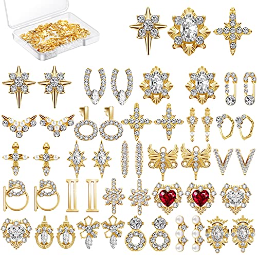 48 Diamantes de Imitación de Uñas 3D Brillantes...